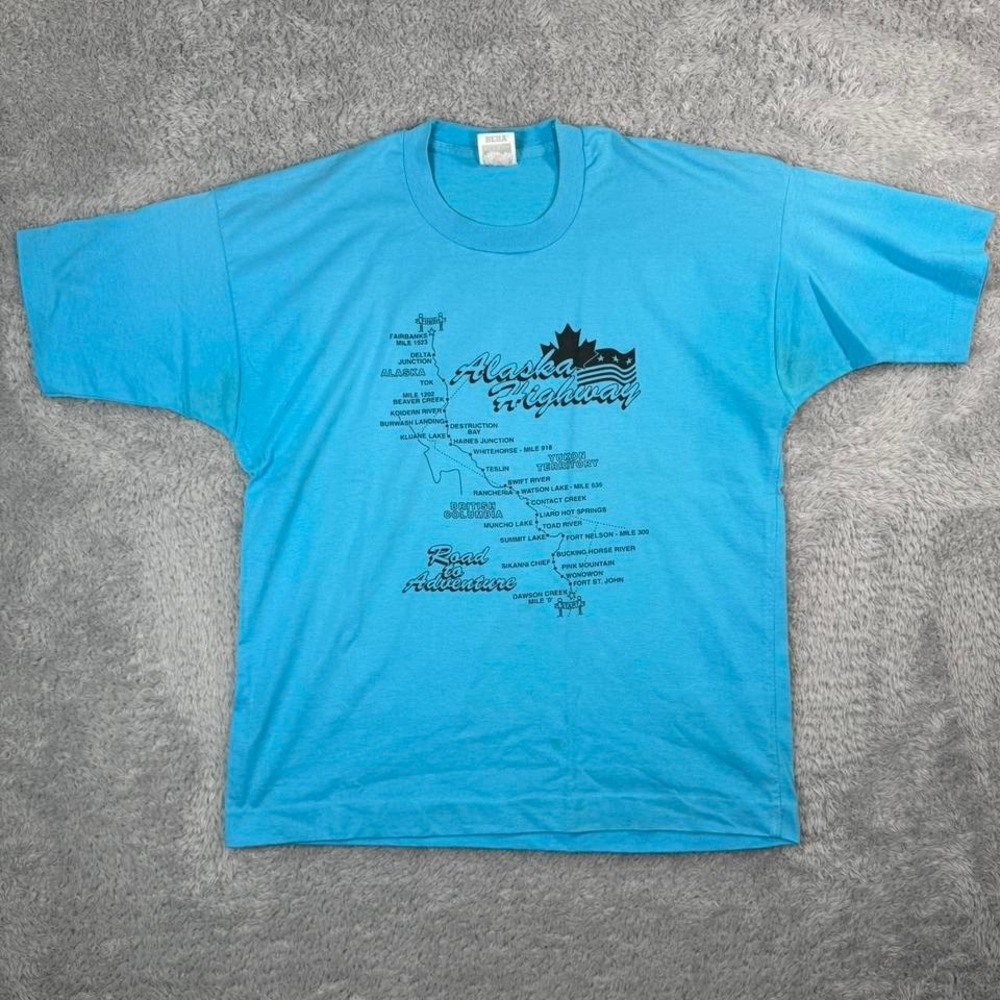 90s‎ Alaska Highway Road to Adventure blue T-Shirt